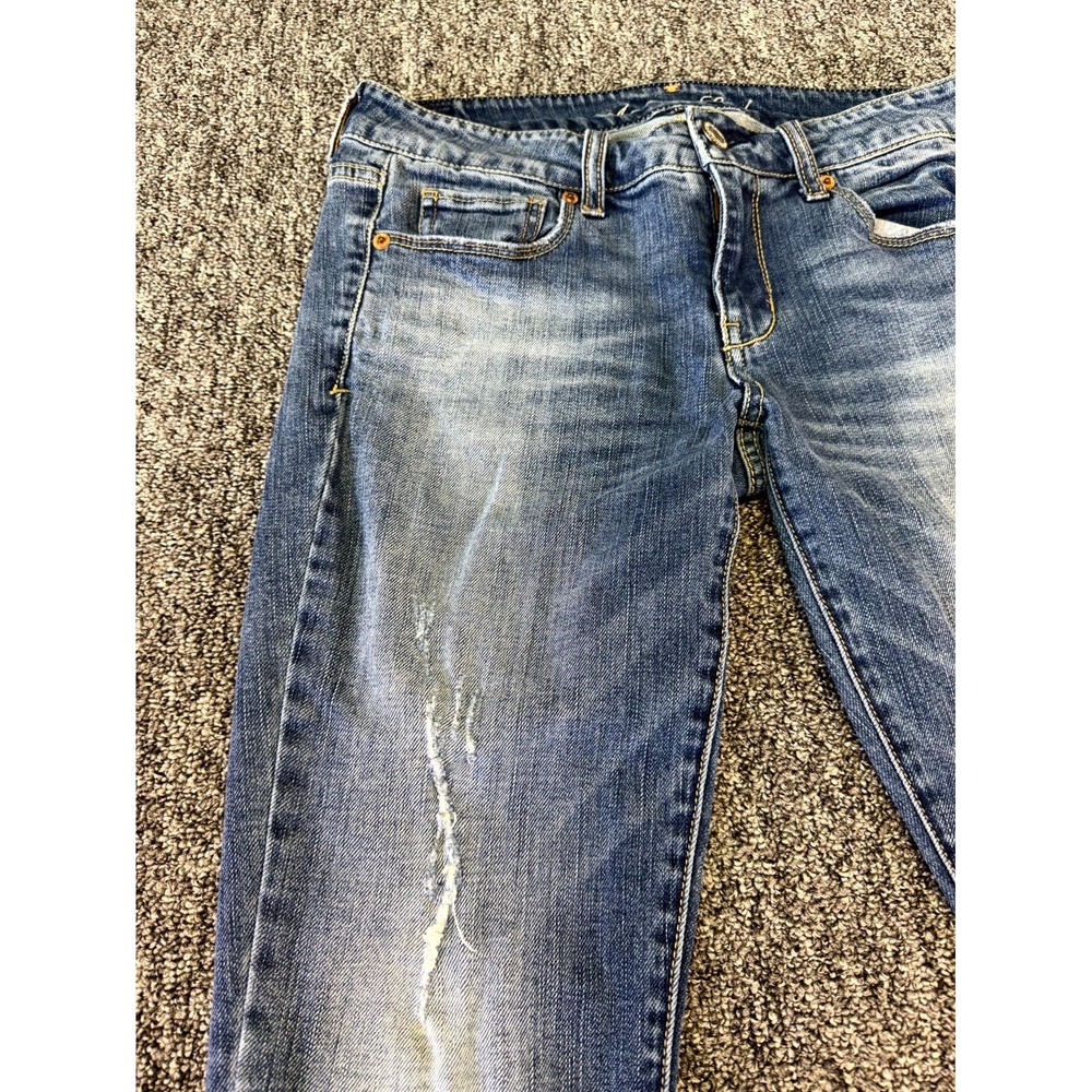 American Eagle Outfitters Stretch Jeans Womens 8 Blue Denim Light Wash Straight - Picture 3 of 16